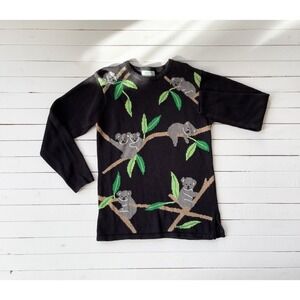 black sweater 90s vintage Quacker Factory cute koala bear novelty‎ sweater